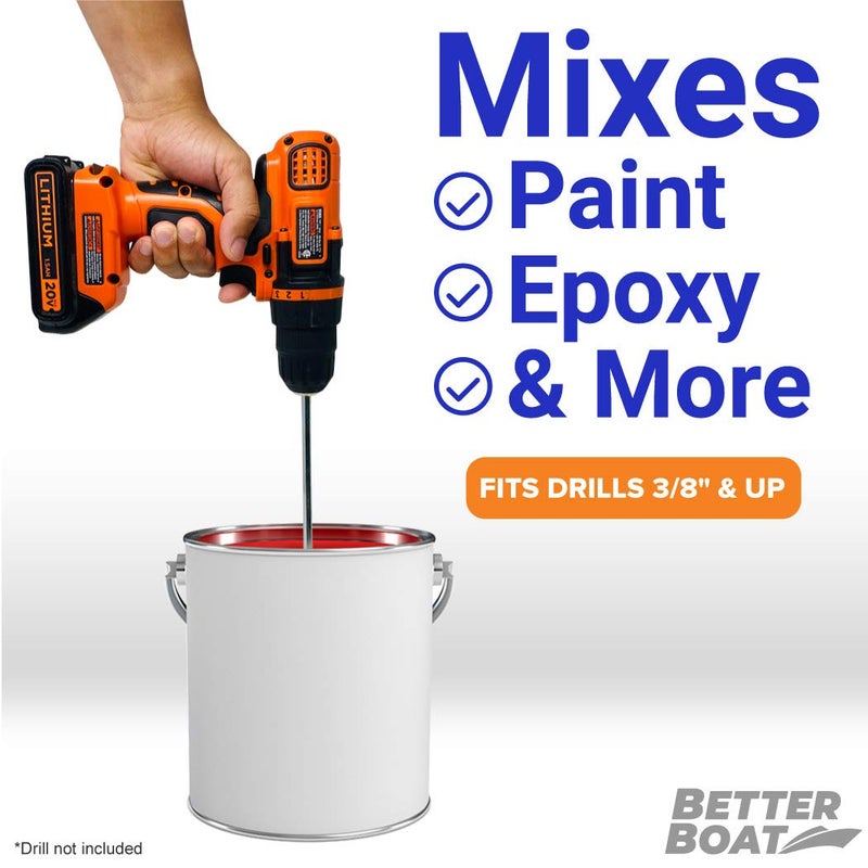 Better Boat Paint Mixer for Drill, Epoxy Resin Mixer, Paint Stirrer Drill Attachment for Quart or Gallon, Mud Mixing Tools, Crafting Paddle Attachment - Image 4